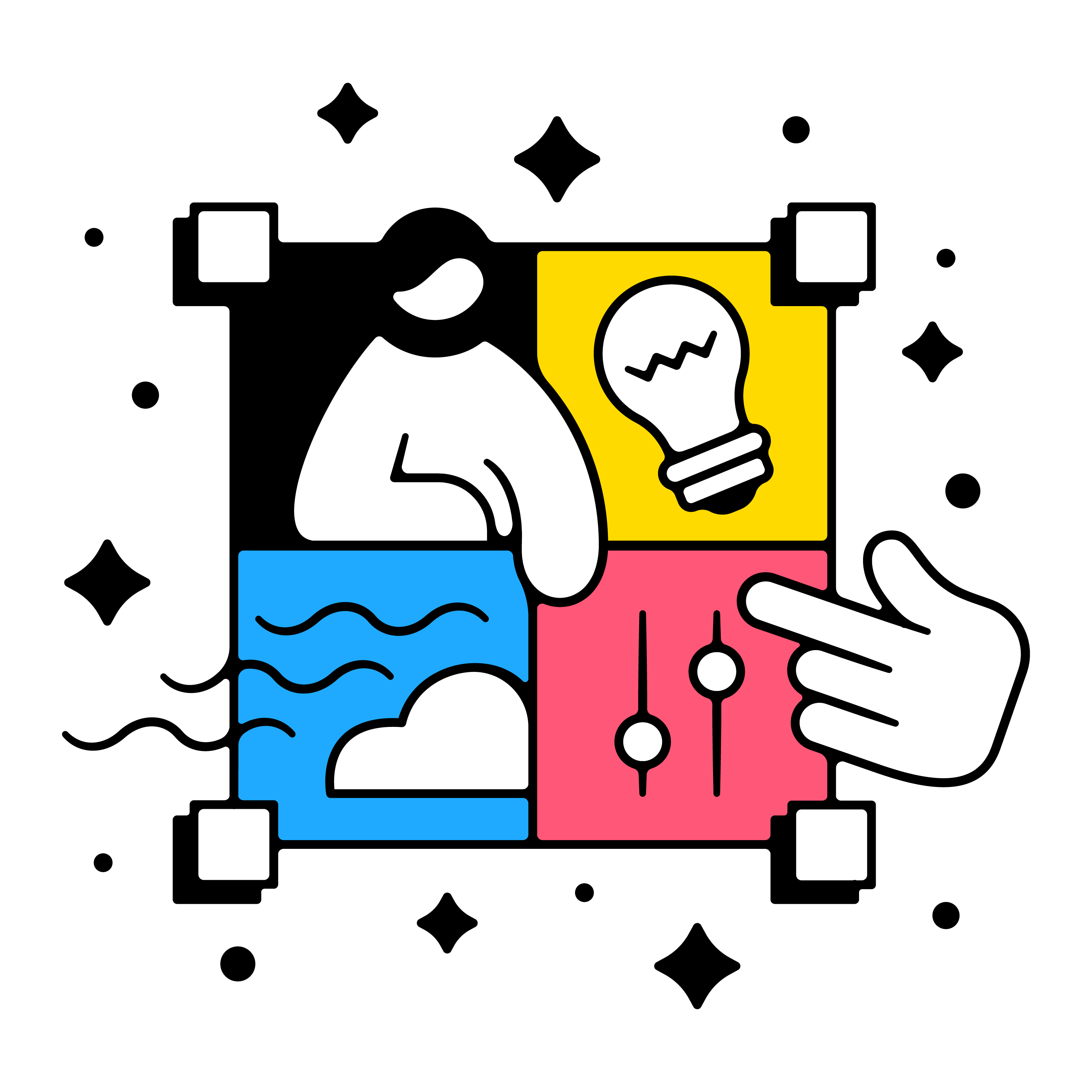 Illustration of person adjusting sliders